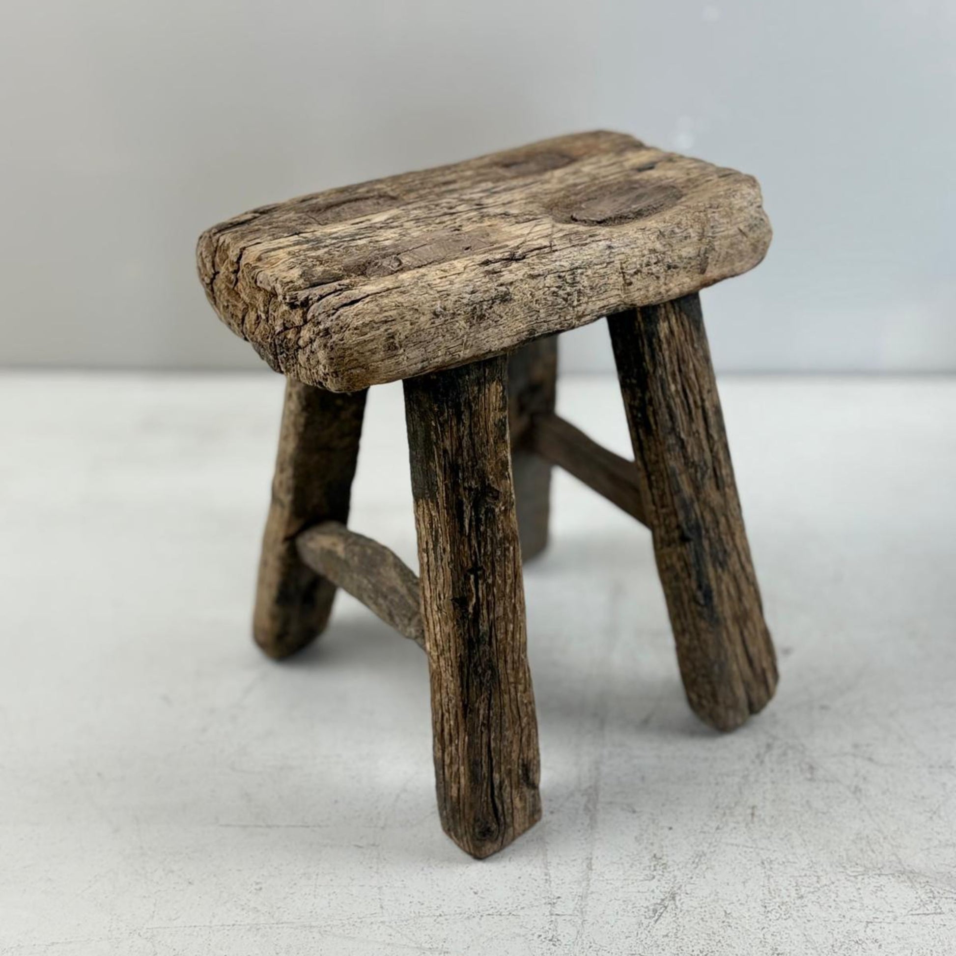 Antique Chinese Milking Stool  Handmade Elmwood