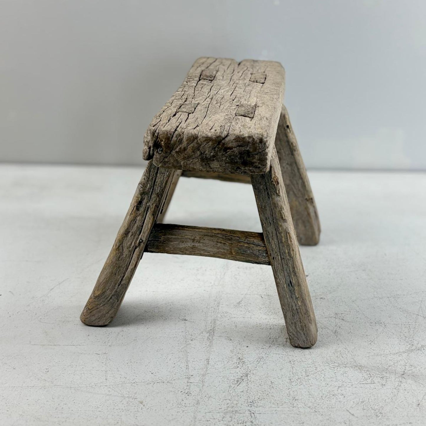 Antique Chinese Milking Stool  Handmade Elmwood