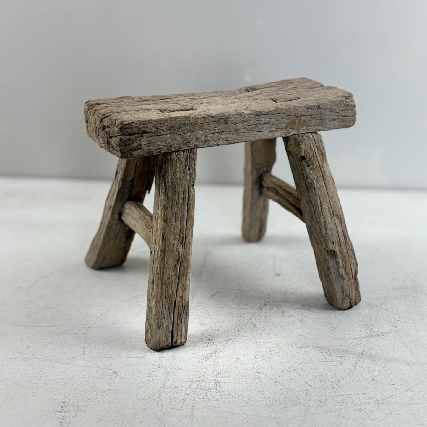 Antique Chinese Milking Stool  Handmade Elmwood