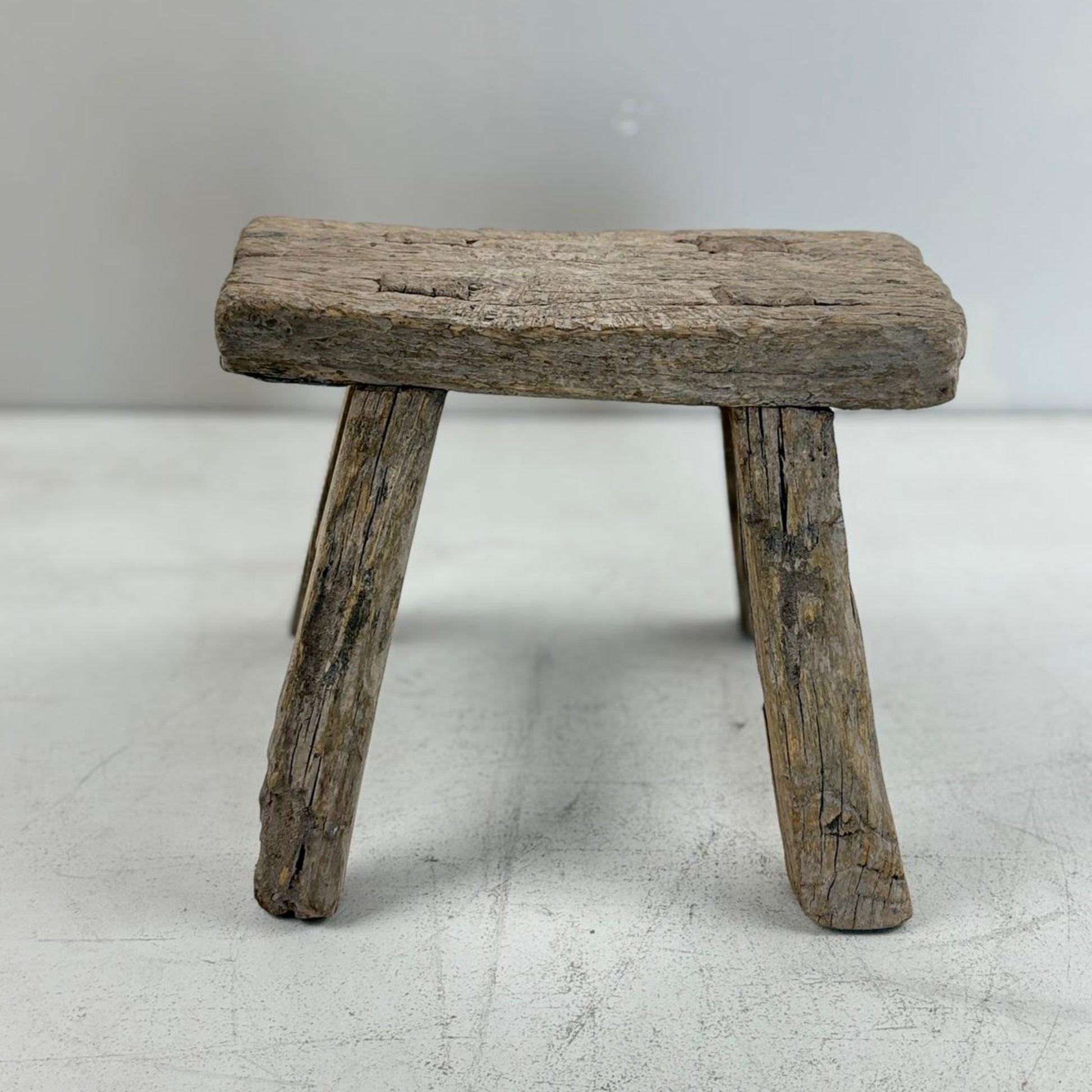 Antique Chinese Milking Stool  Handmade Elmwood