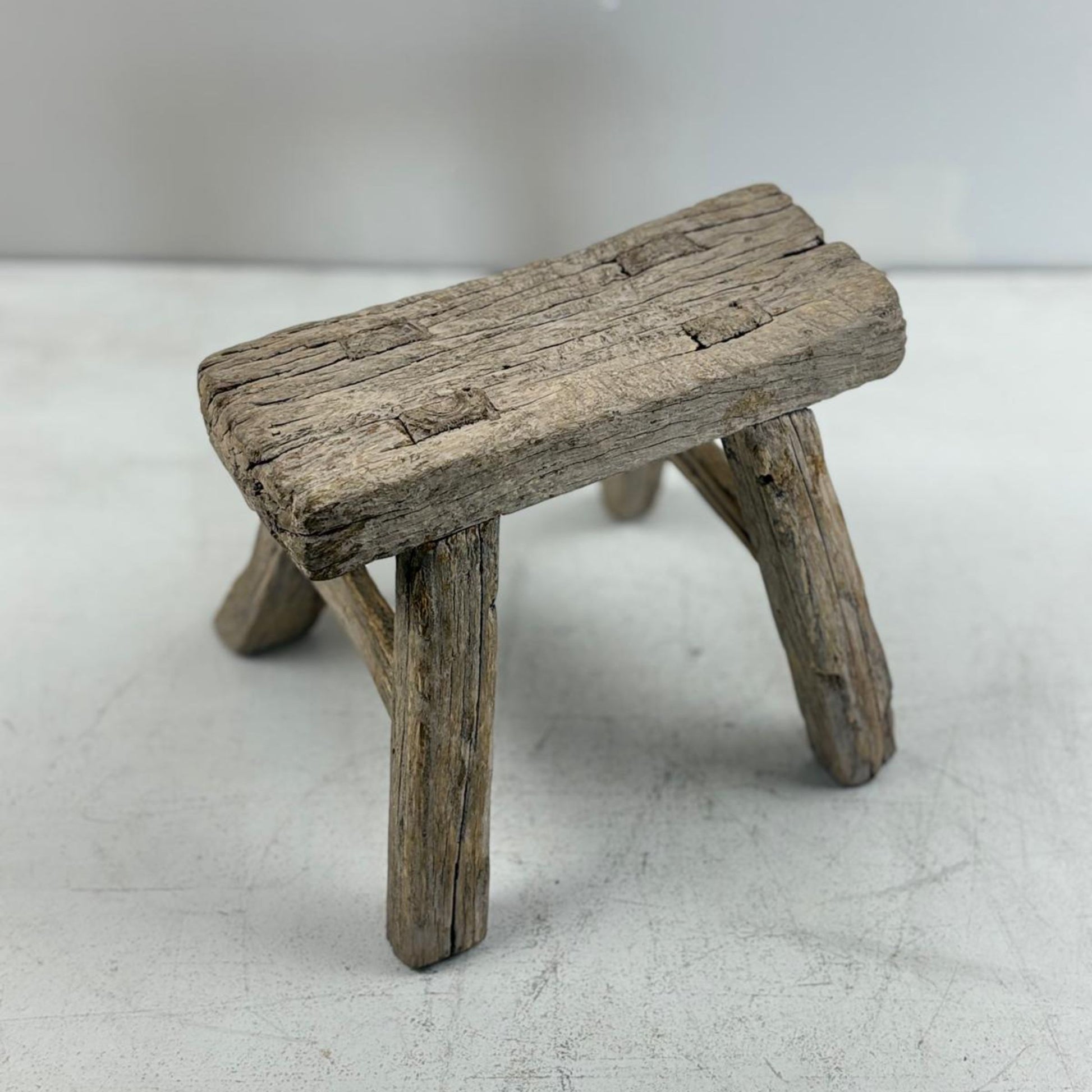 Antique Chinese Milking Stool  Handmade Elmwood