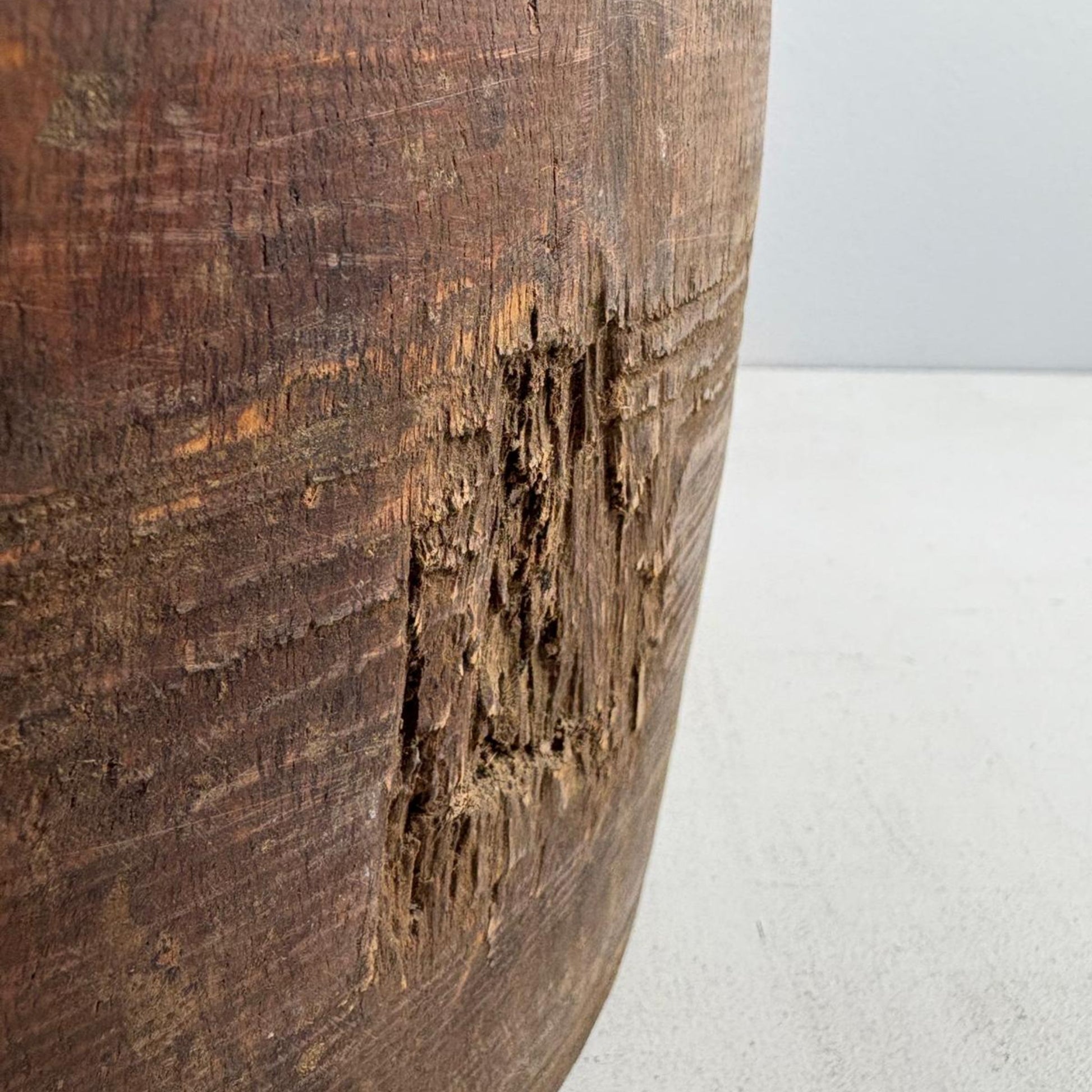 Unique Vintage Wooden Lidded Tabacco Pot - Kata, Tibet