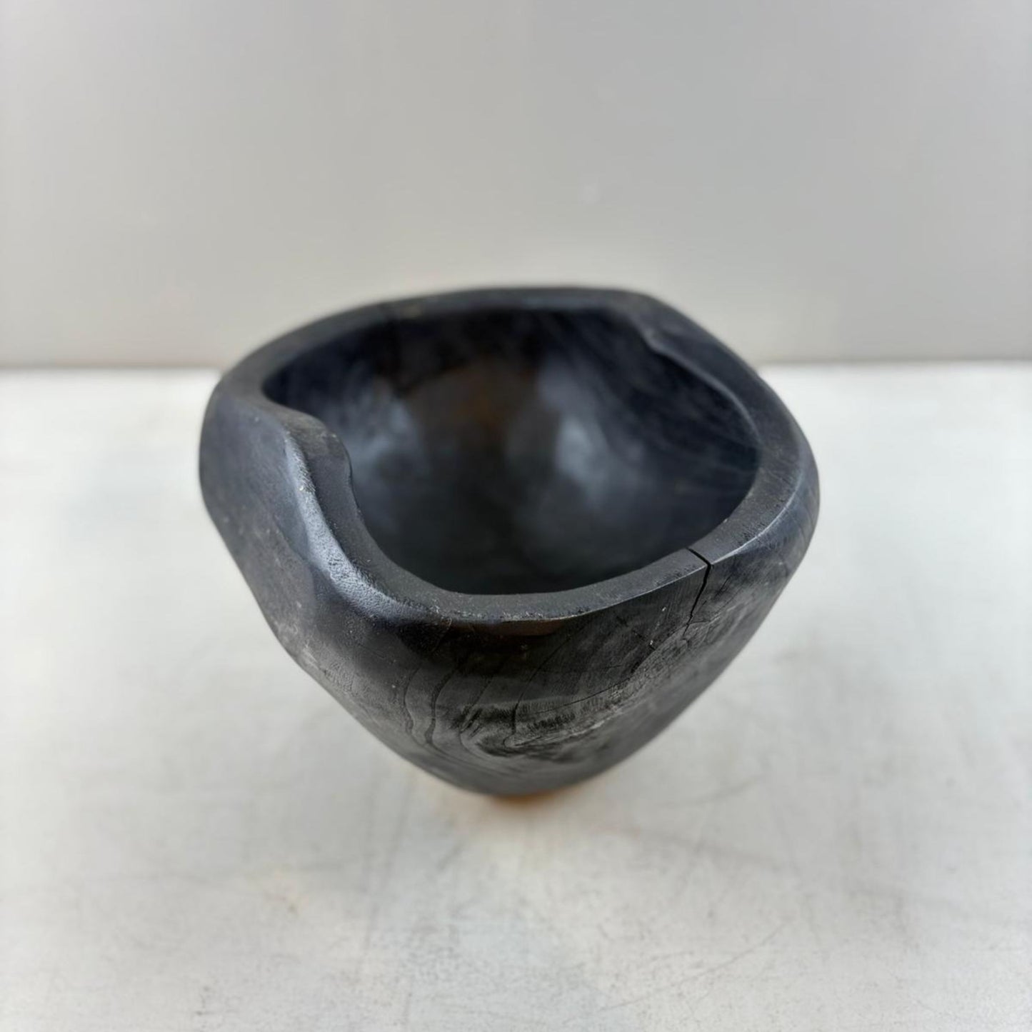 Artisan Handcarved Wooden Teak Bowl - Black