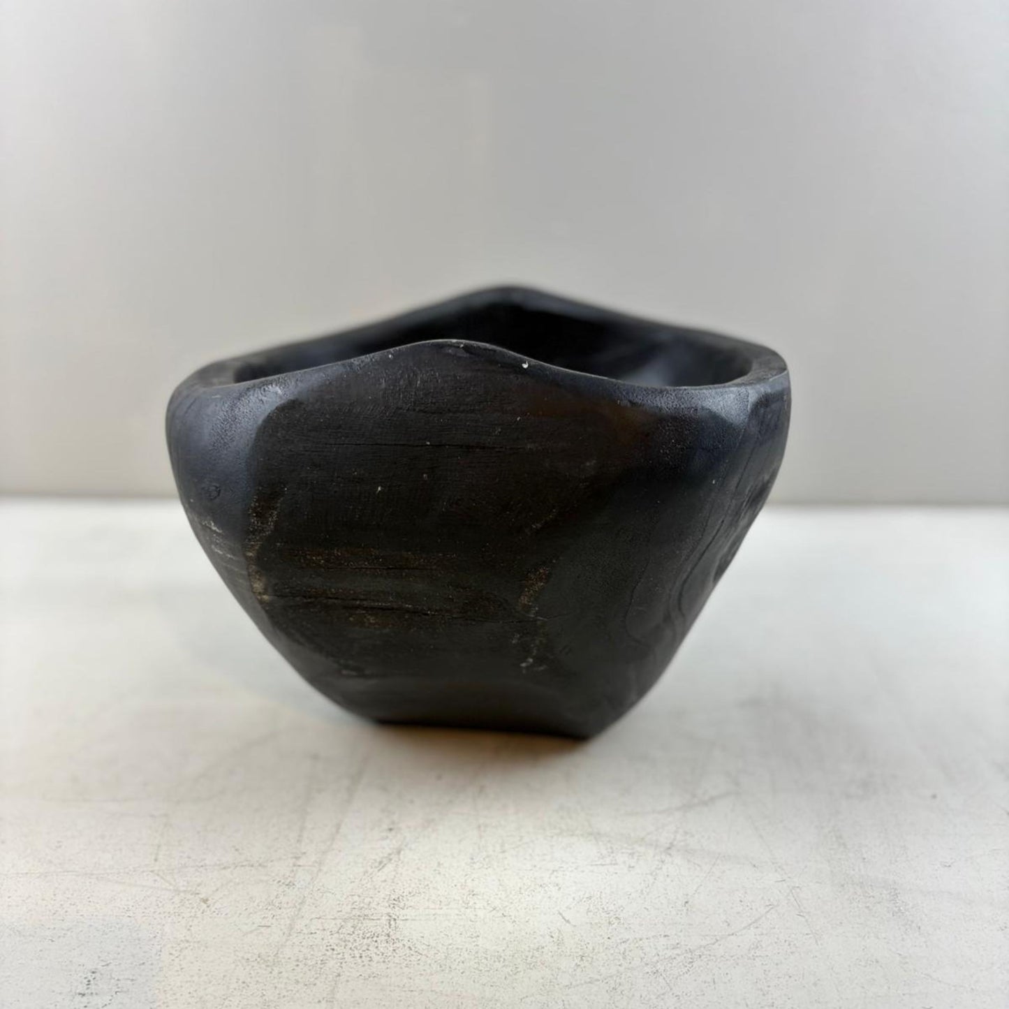 Artisan Handcarved Wooden Teak Bowl - Black