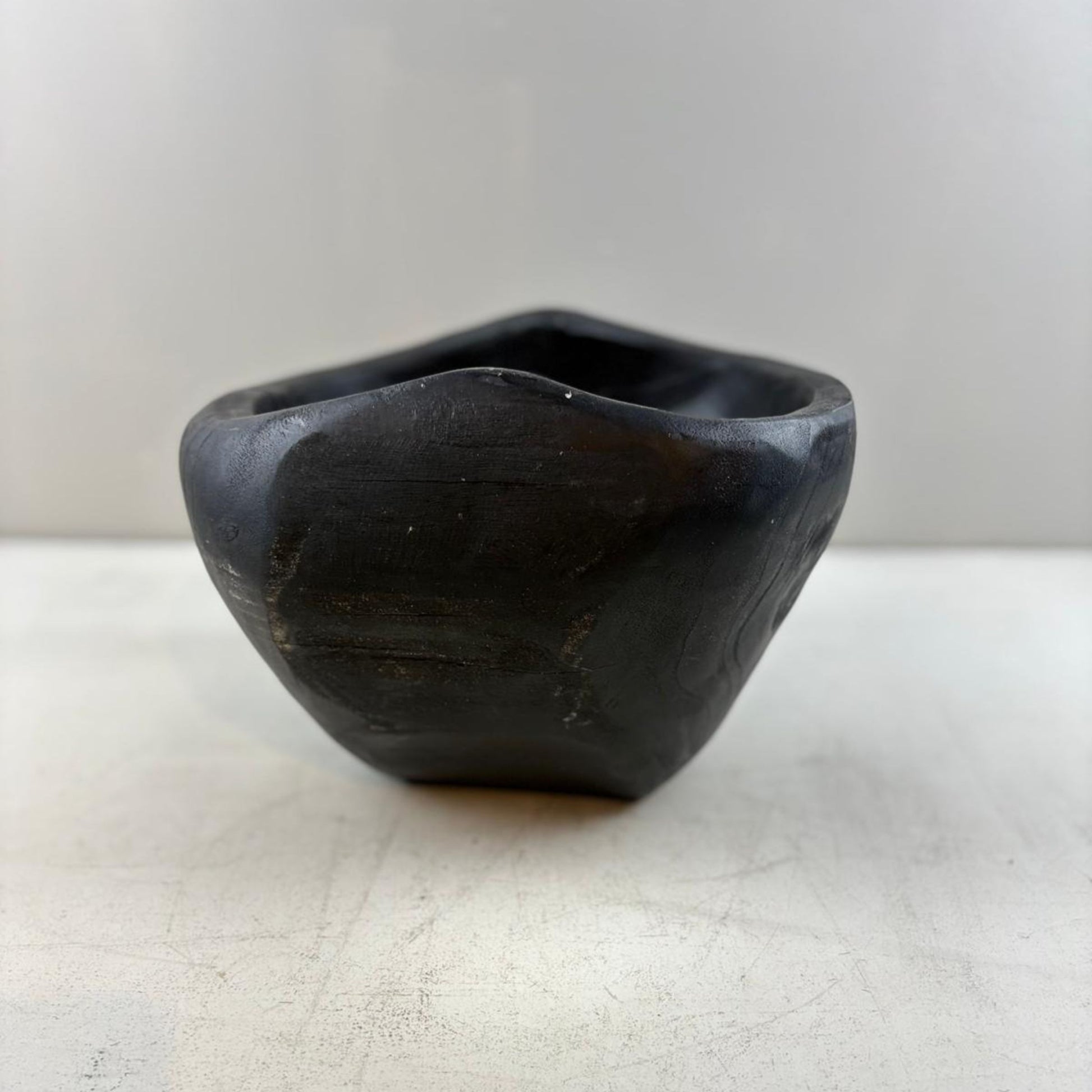Artisan Handcarved Wooden Teak Bowl - Black