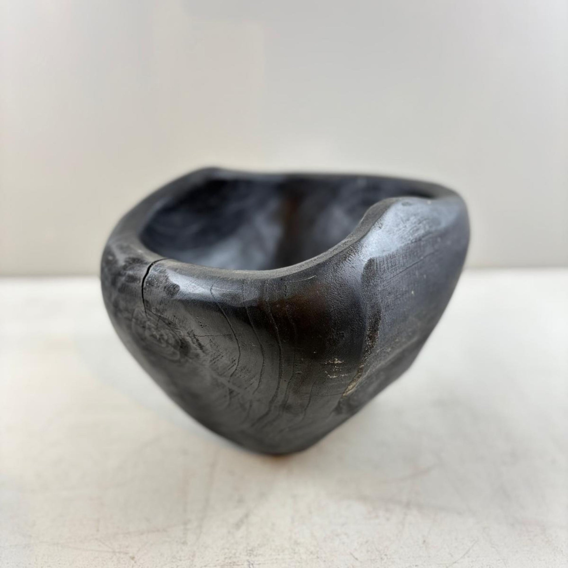 Artisan Handcarved Wooden Teak Bowl - Black
