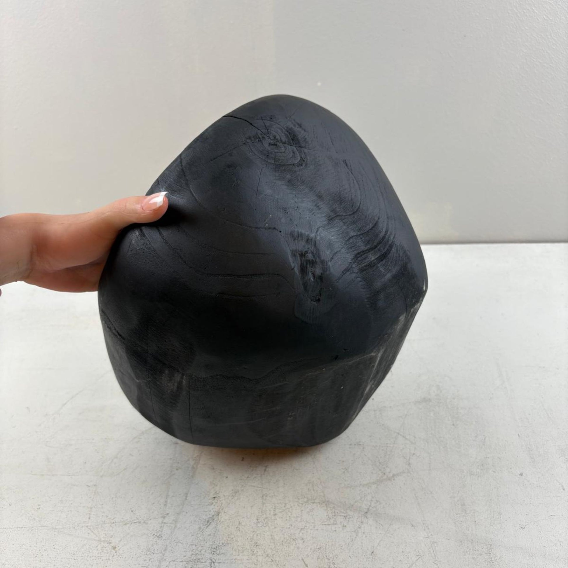 Artisan Handcarved Wooden Teak Bowl - Black