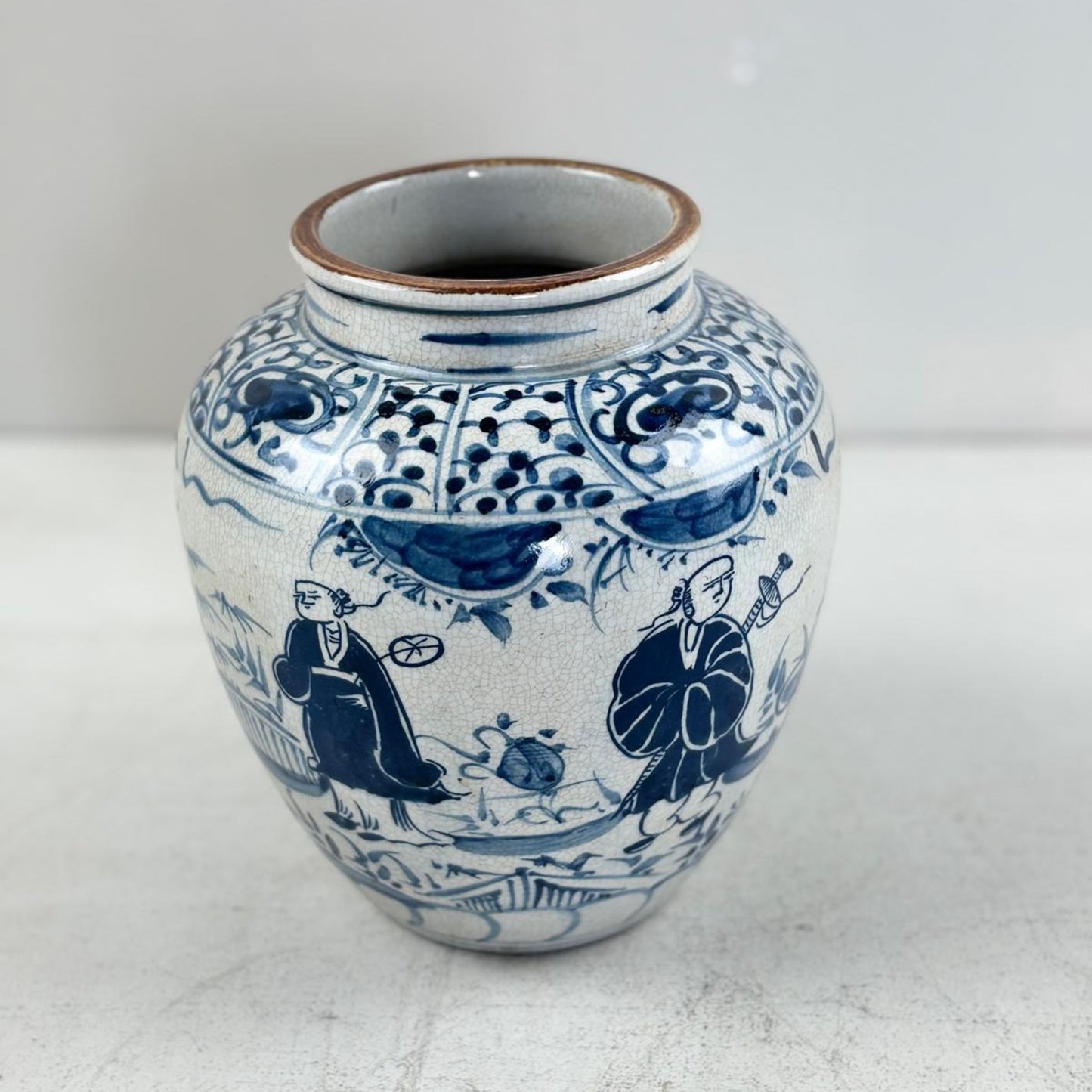 Blue & White Chinese Ginger Jar - Handcrafted Porcelain Tea Leaf Vase 