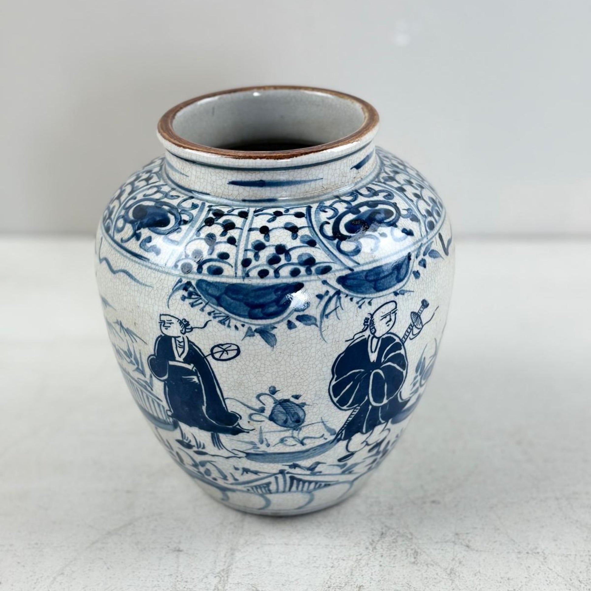 Blue & White Chinese Ginger Jar - Handcrafted Porcelain Tea Leaf Vase 
