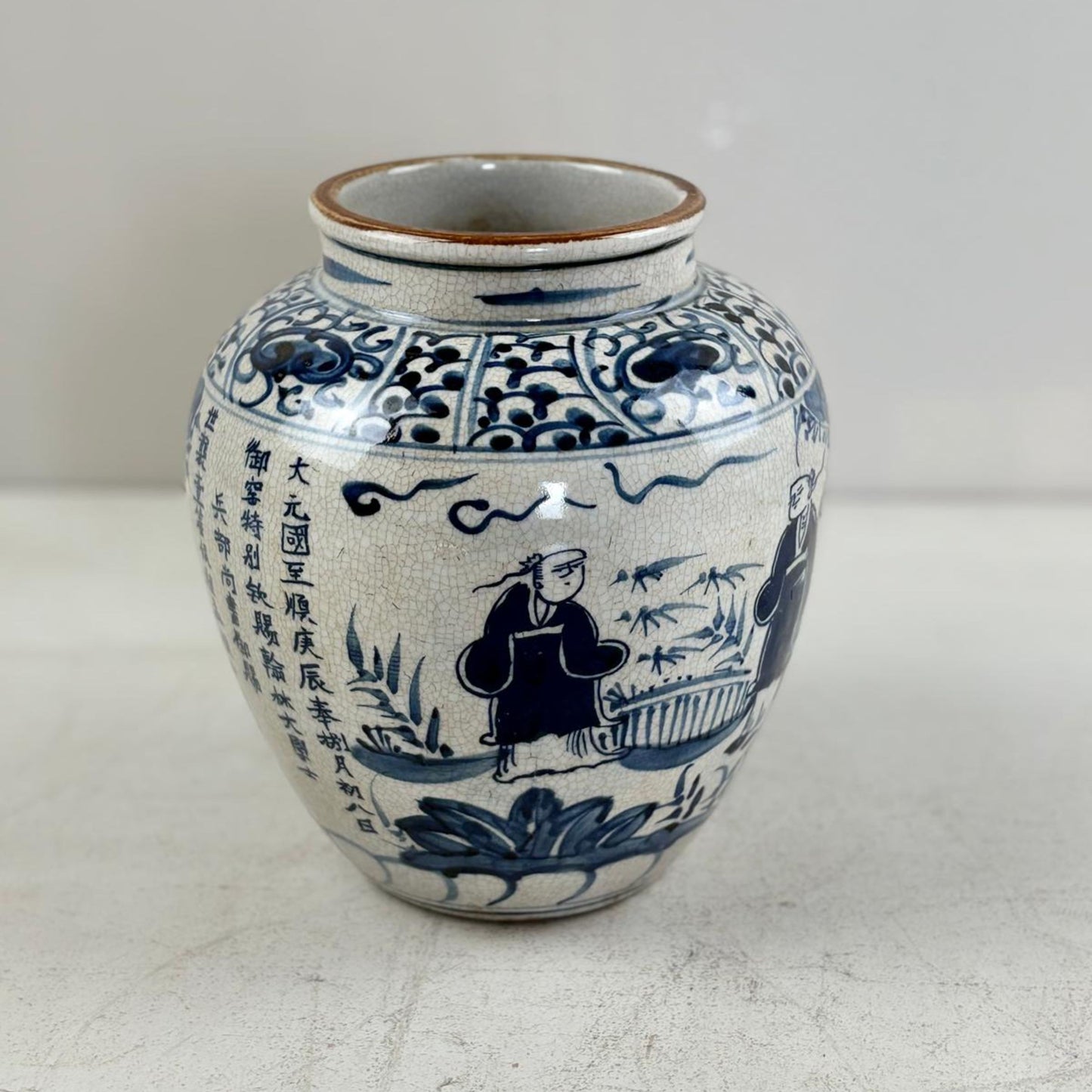 Blue & White Chinese Ginger Jar - Handcrafted Porcelain Tea Leaf Vase 
