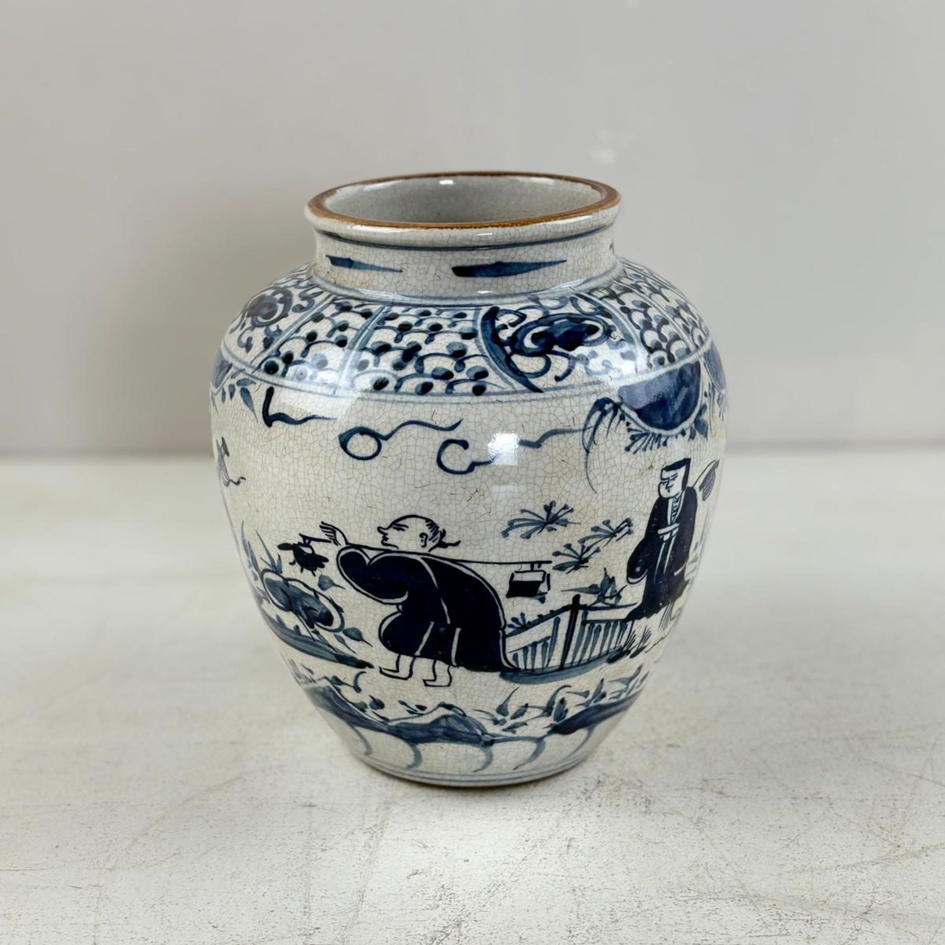 Blue & White Chinese Ginger Jar - Handcrafted Porcelain Tea Leaf Vase 