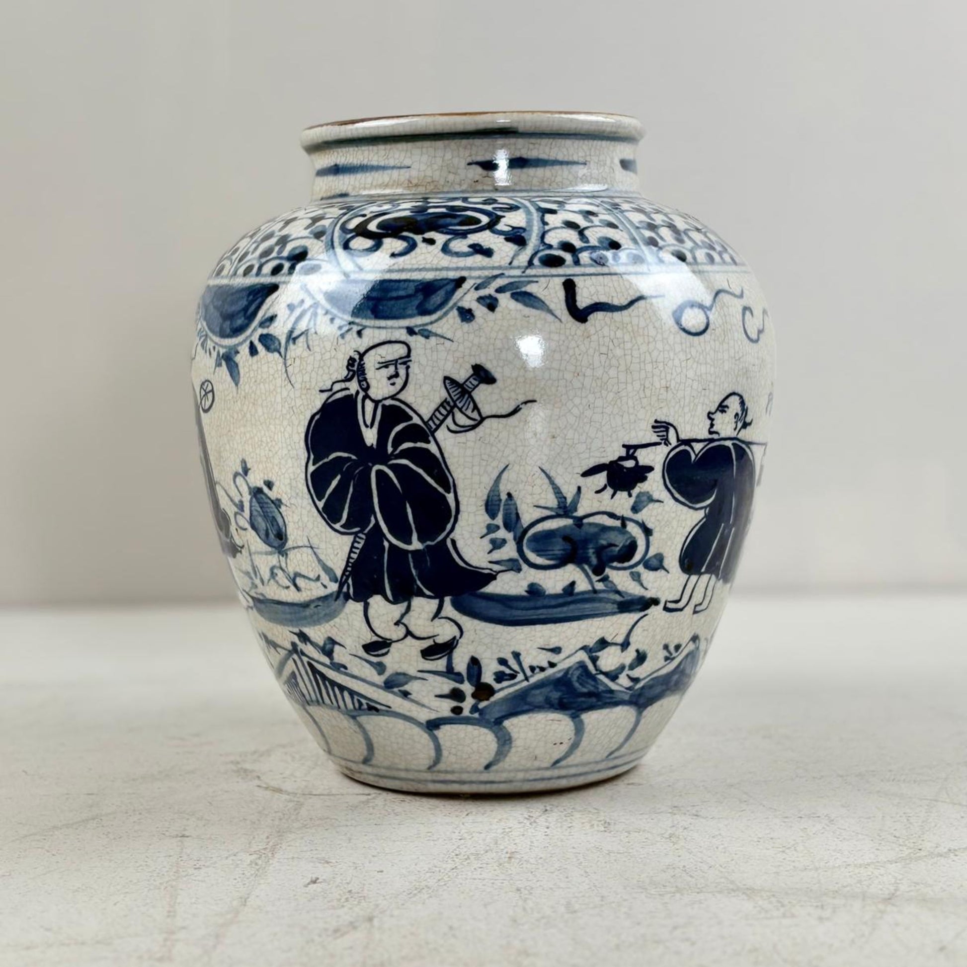 Blue & White Chinese Ginger Jar - Handcrafted Porcelain Tea Leaf Vase 