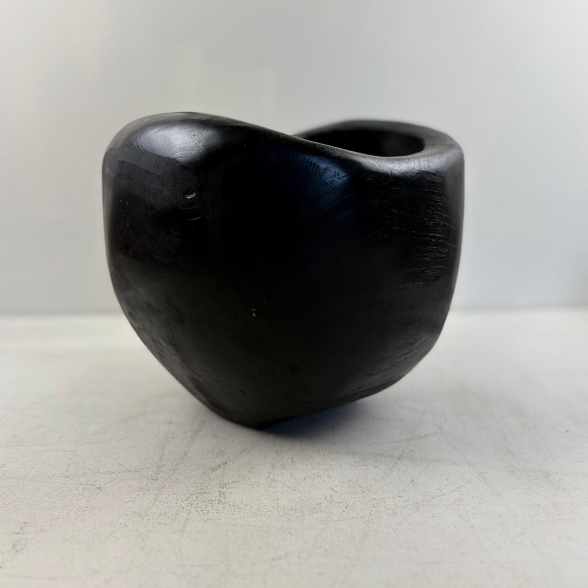 Artisan Handcarved Wooden Teak Bowl - Black