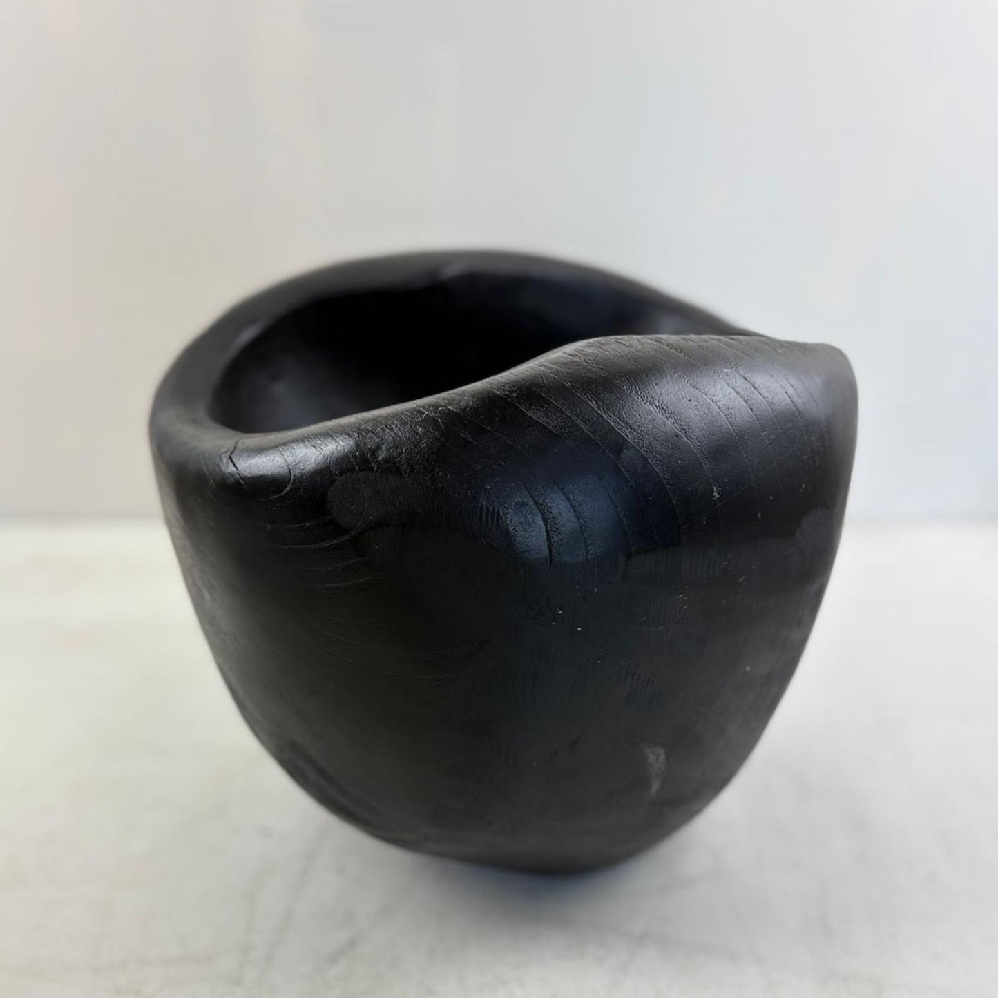 Artisan Handcarved Wooden Teak Bowl - Black