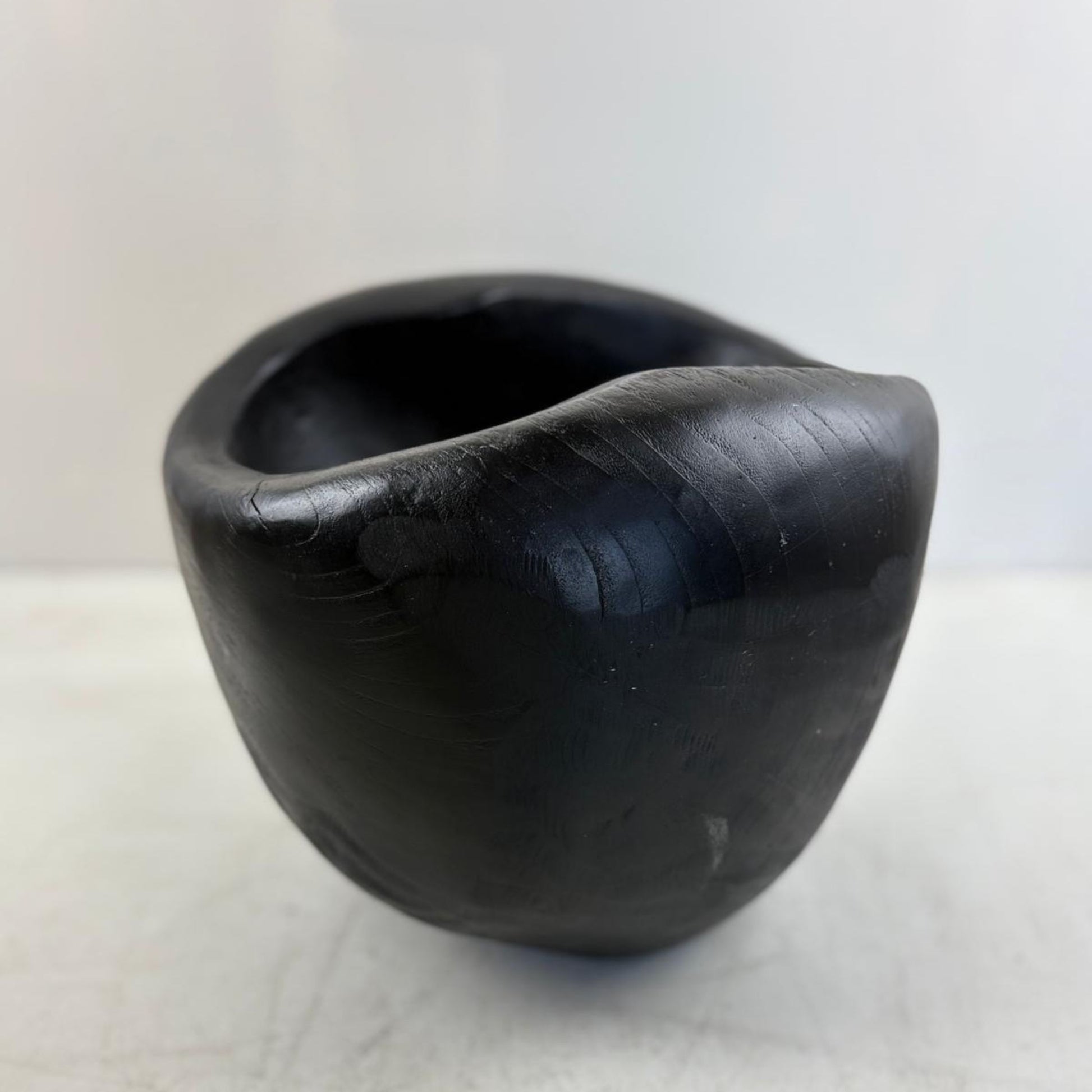 Artisan Handcarved Wooden Teak Bowl - Black