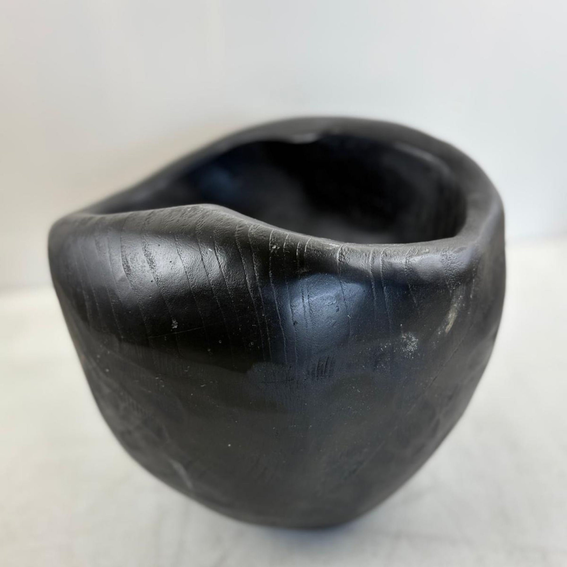 Artisan Handcarved Wooden Teak Bowl - Black