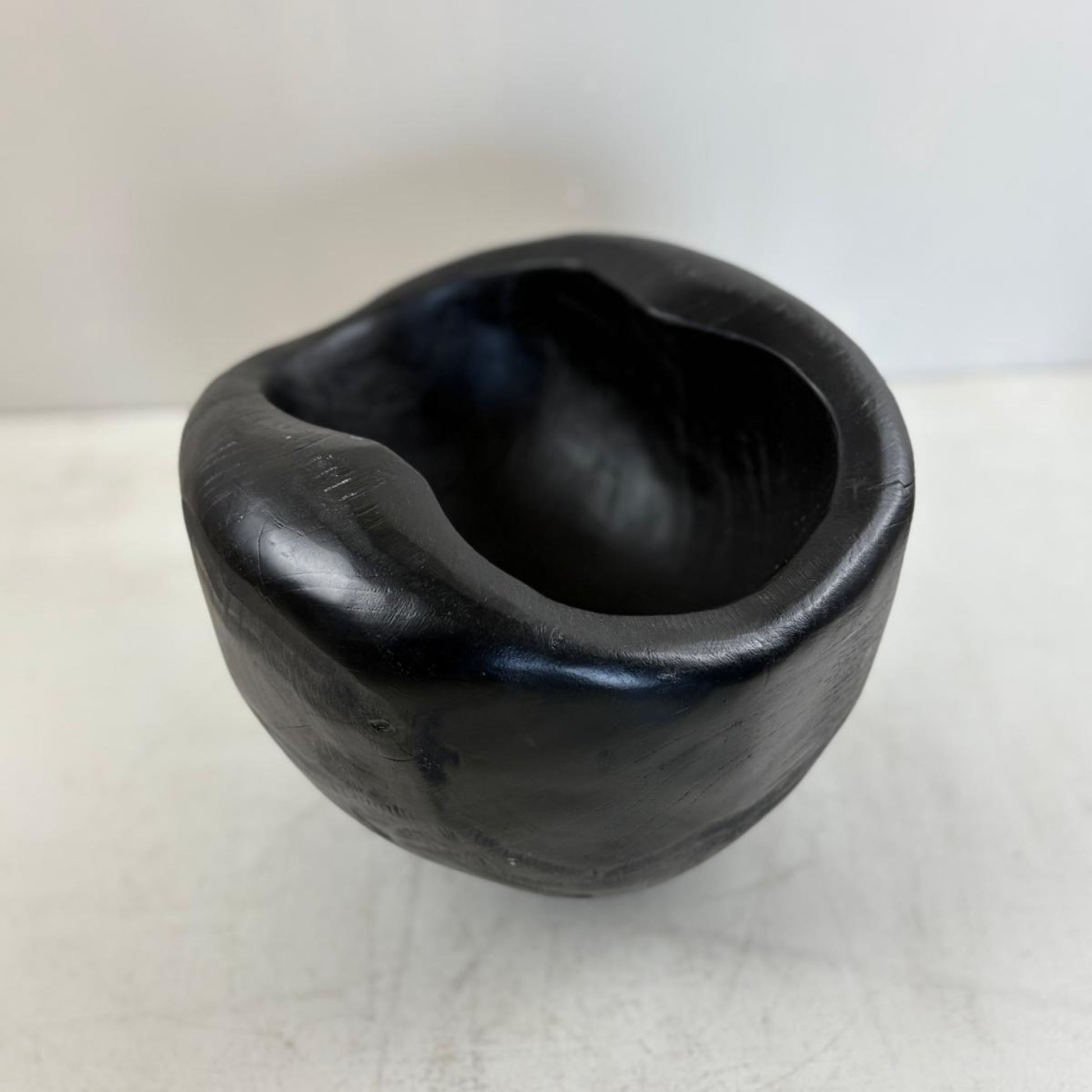 Artisan Handcarved Wooden Teak Bowl - Black