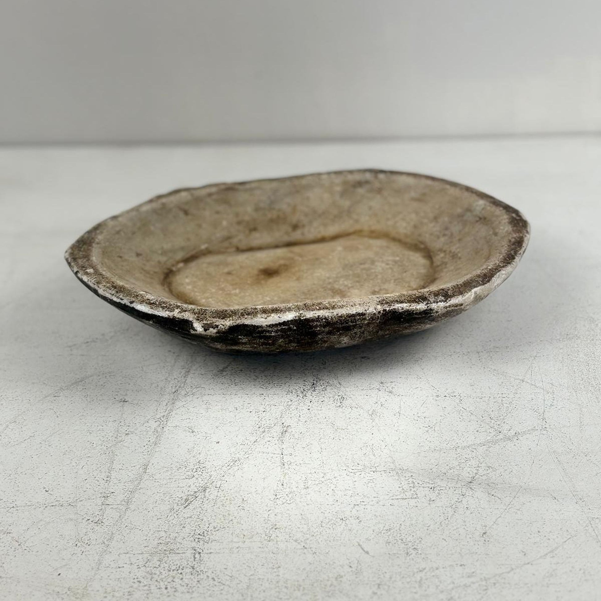 Large Handcarved Raw Marble Stone Platter