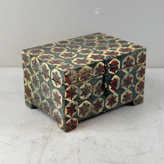 Vintage Lidded Wooden Box from India