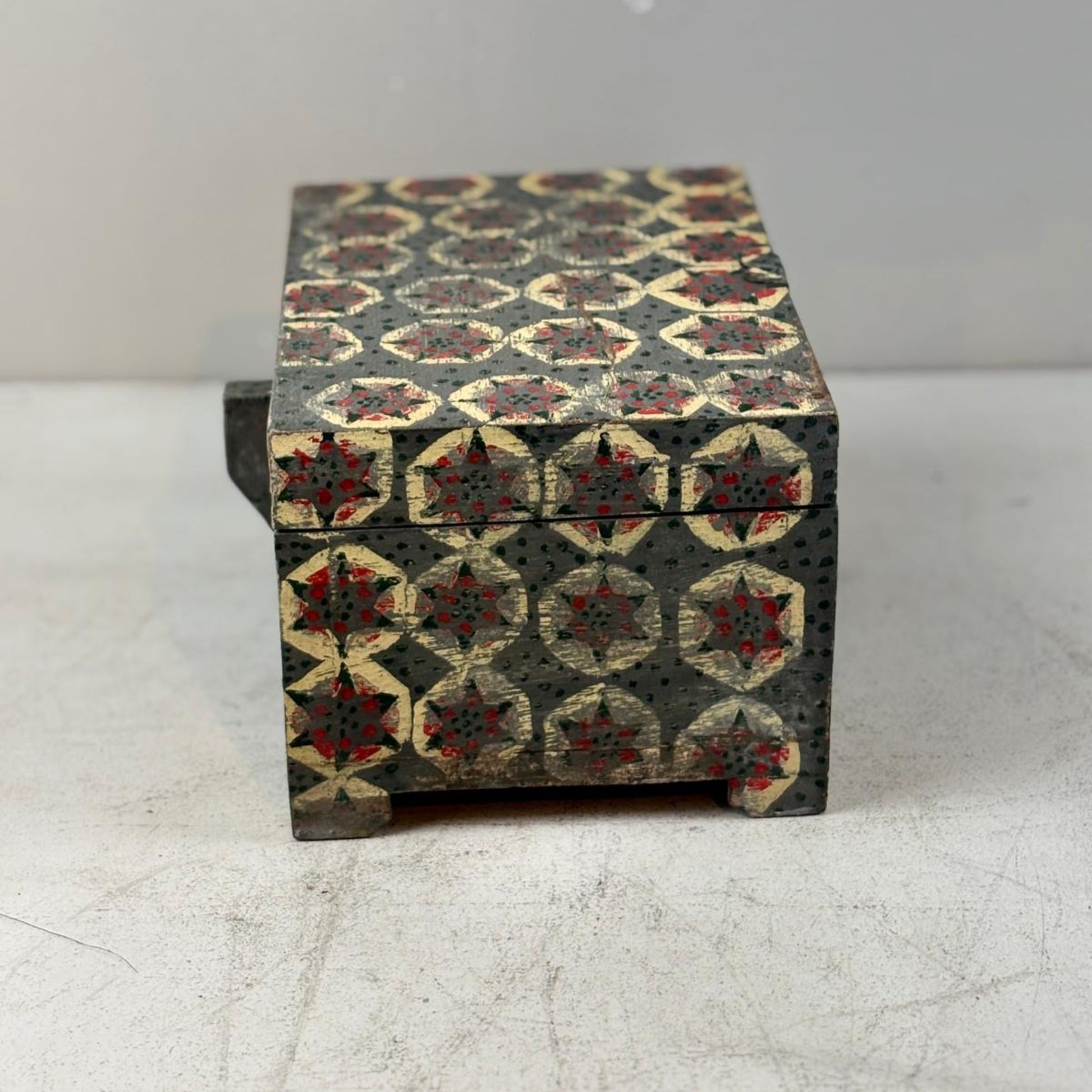 Vintage Lidded Wooden Box from India