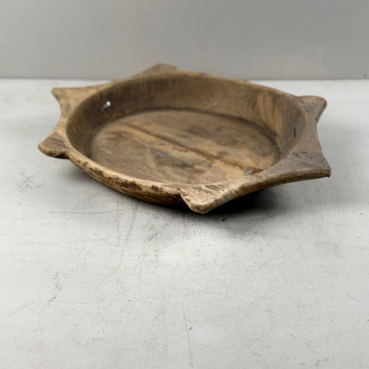 Vintage Indian Wooden Chapati Dish