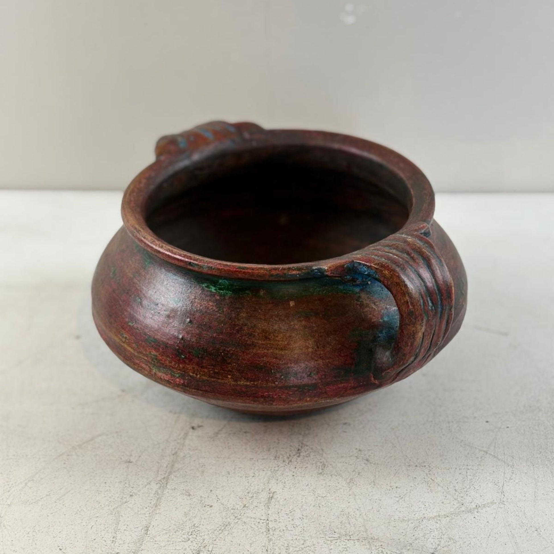 Vintage Clay Vessel Vase Pot with Handles
