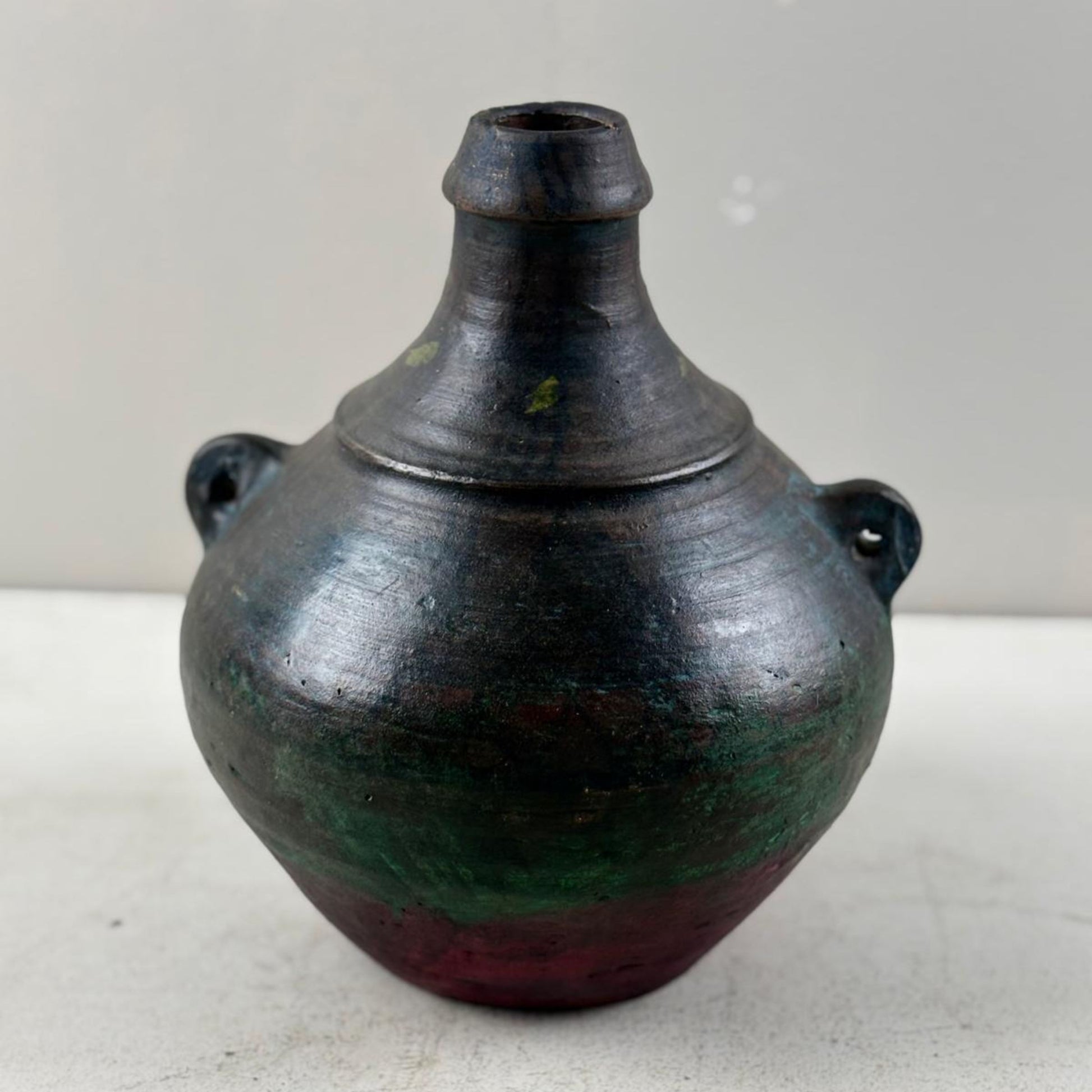Vintage Clay Vessel Vase Pot with Handles