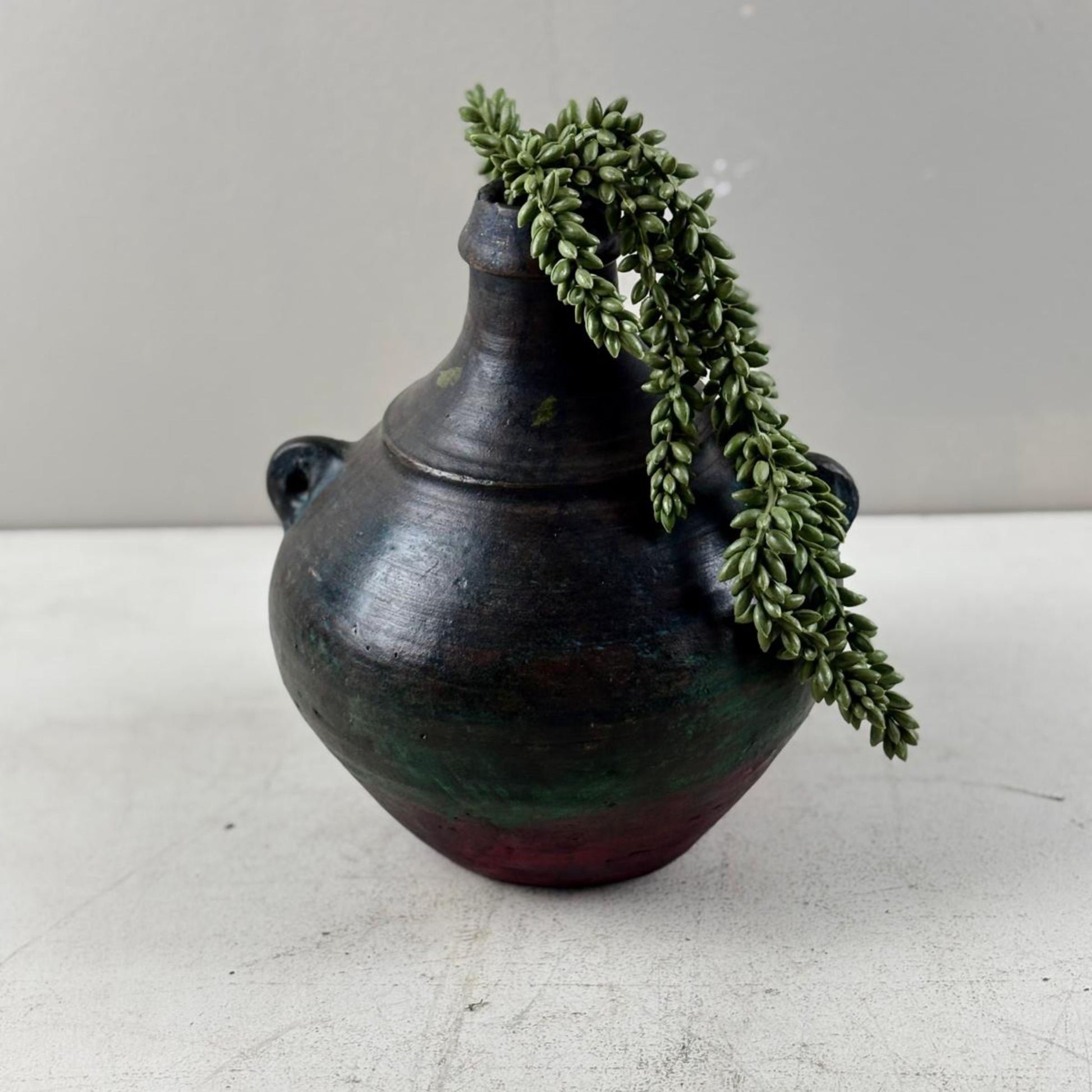 Vintage Clay Vessel Vase Pot with Handles