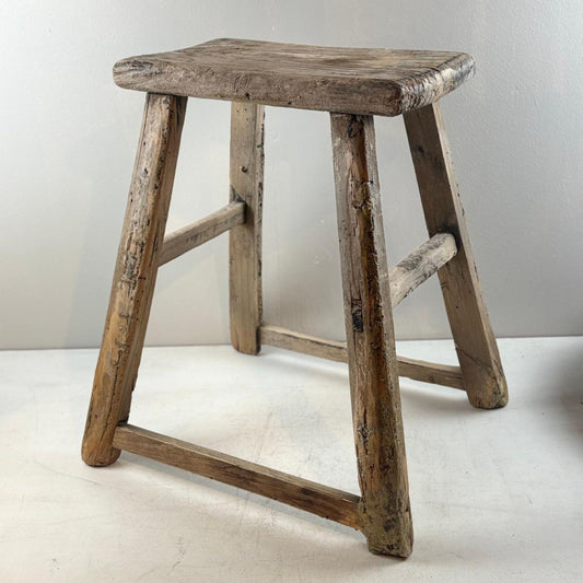 Antique Chinese Milking Stool  Handmade Elmwood Large