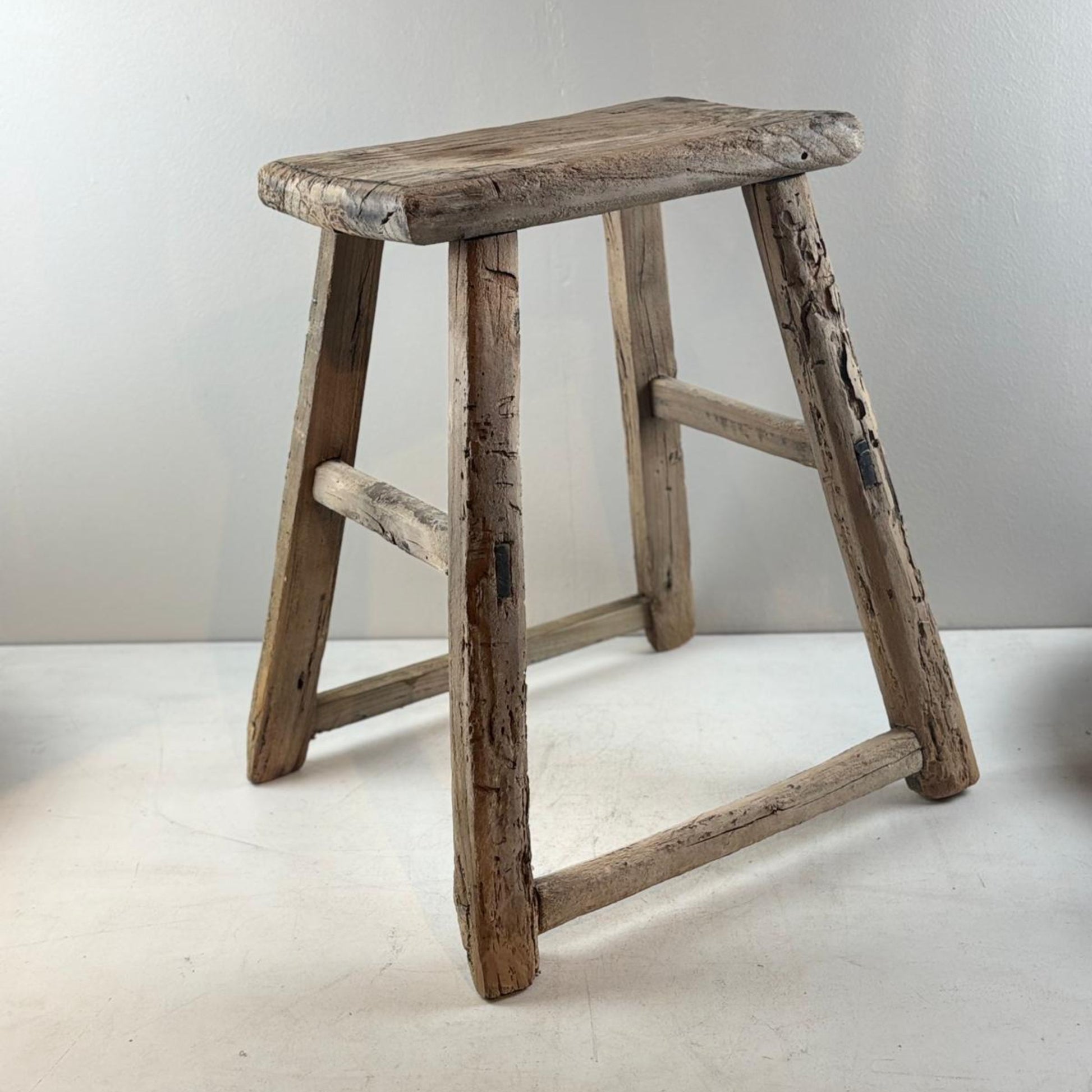 Antique Chinese Milking Stool  Handmade Elmwood Large