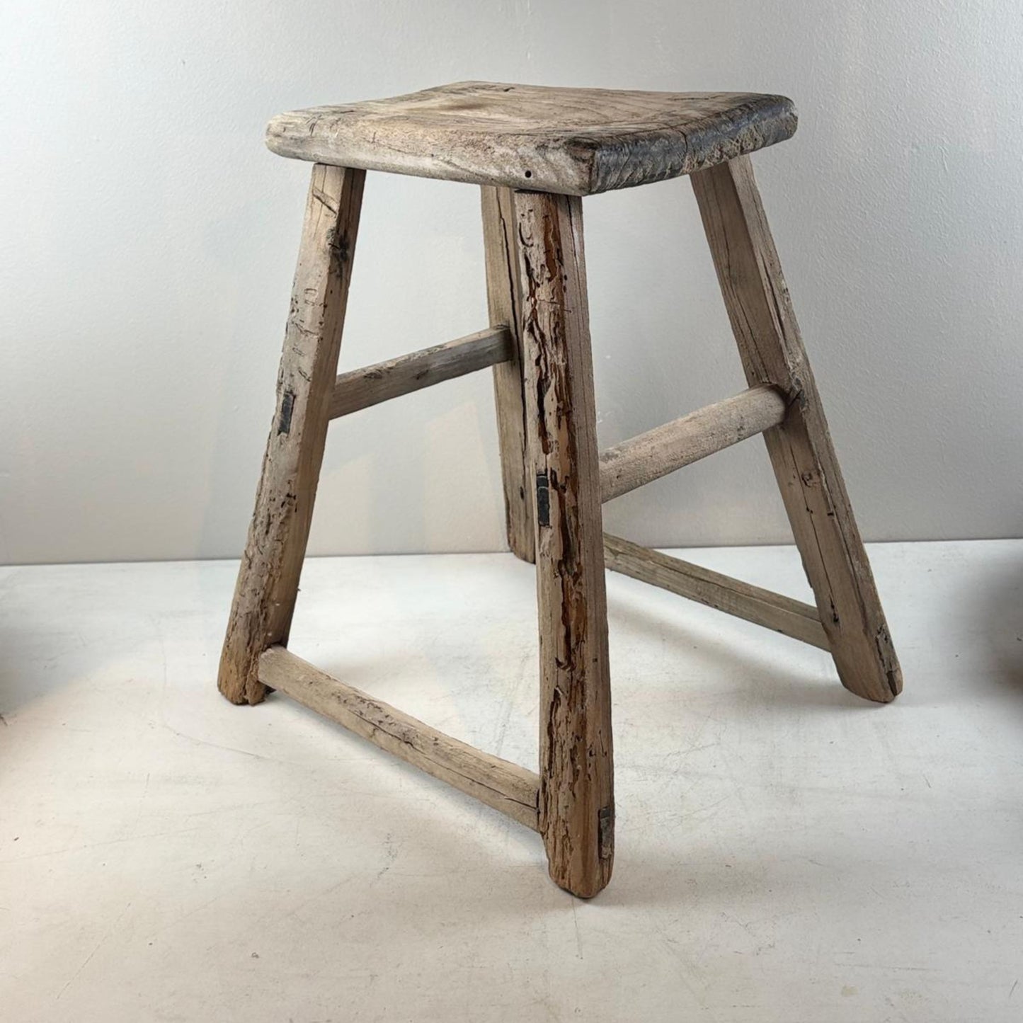 Antique Chinese Milking Stool  Handmade Elmwood Large