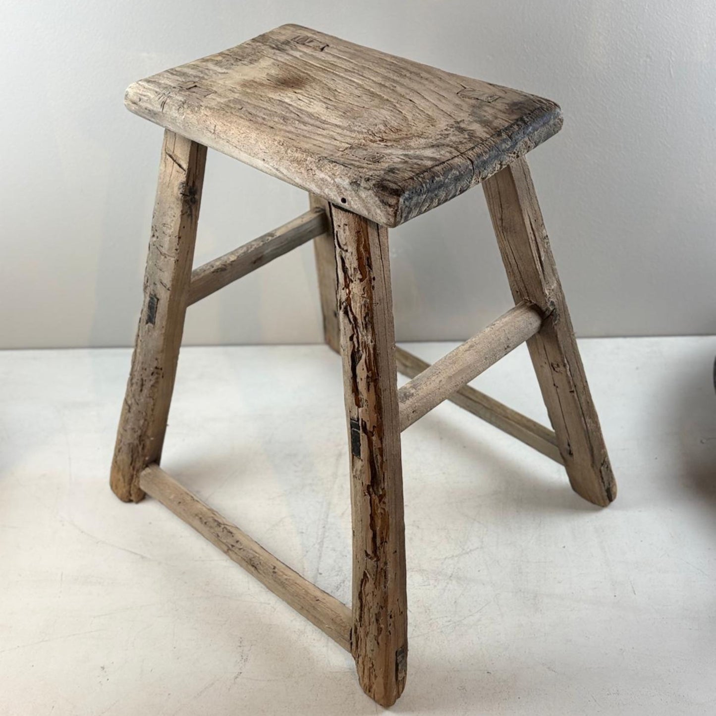 Antique Chinese Milking Stool  Handmade Elmwood Large