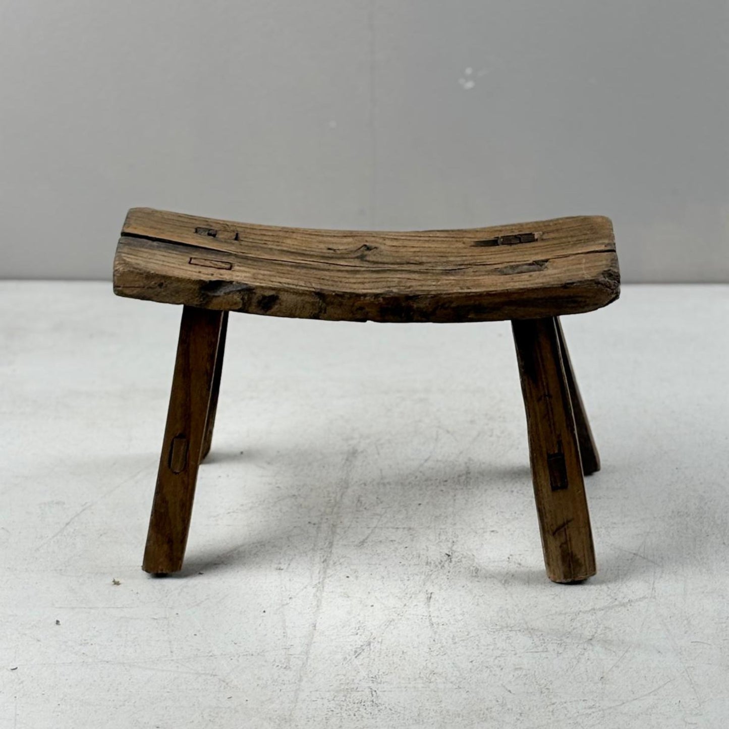 Antique Chinese Milking Stool  Handmade Elmwood