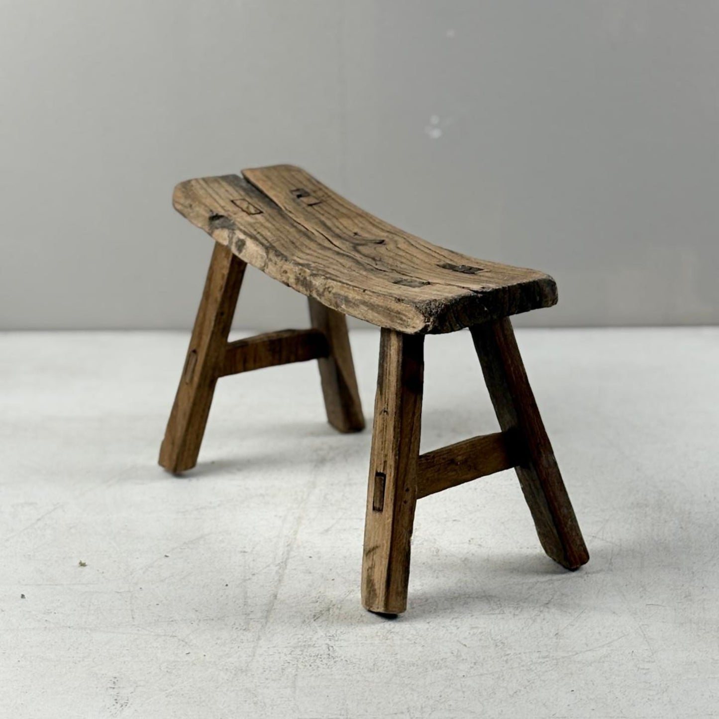 Antique Chinese Milking Stool  Handmade Elmwood