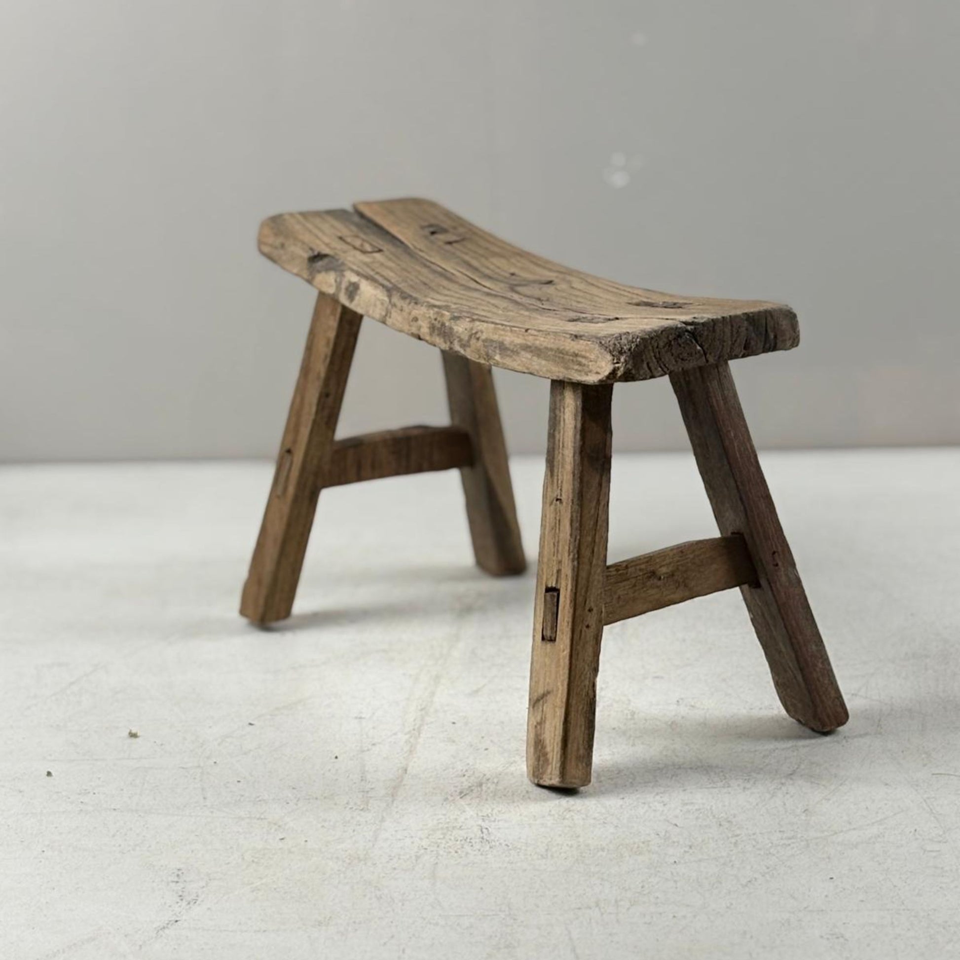 Antique Chinese Milking Stool  Handmade Elmwood