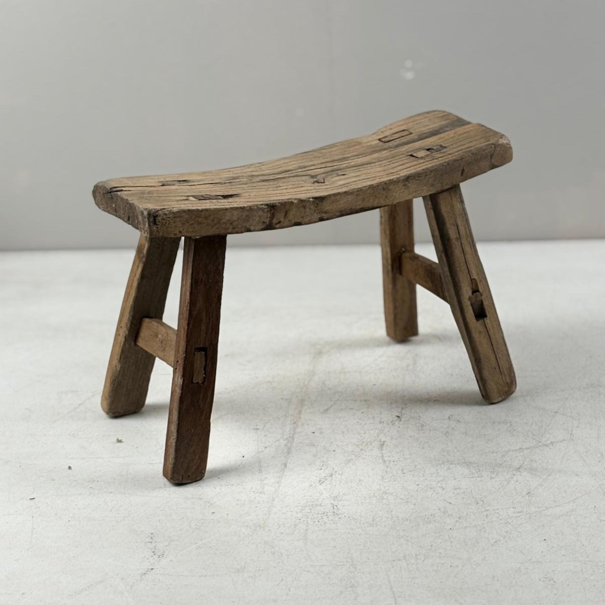 Antique Chinese Milking Stool  Handmade Elmwood