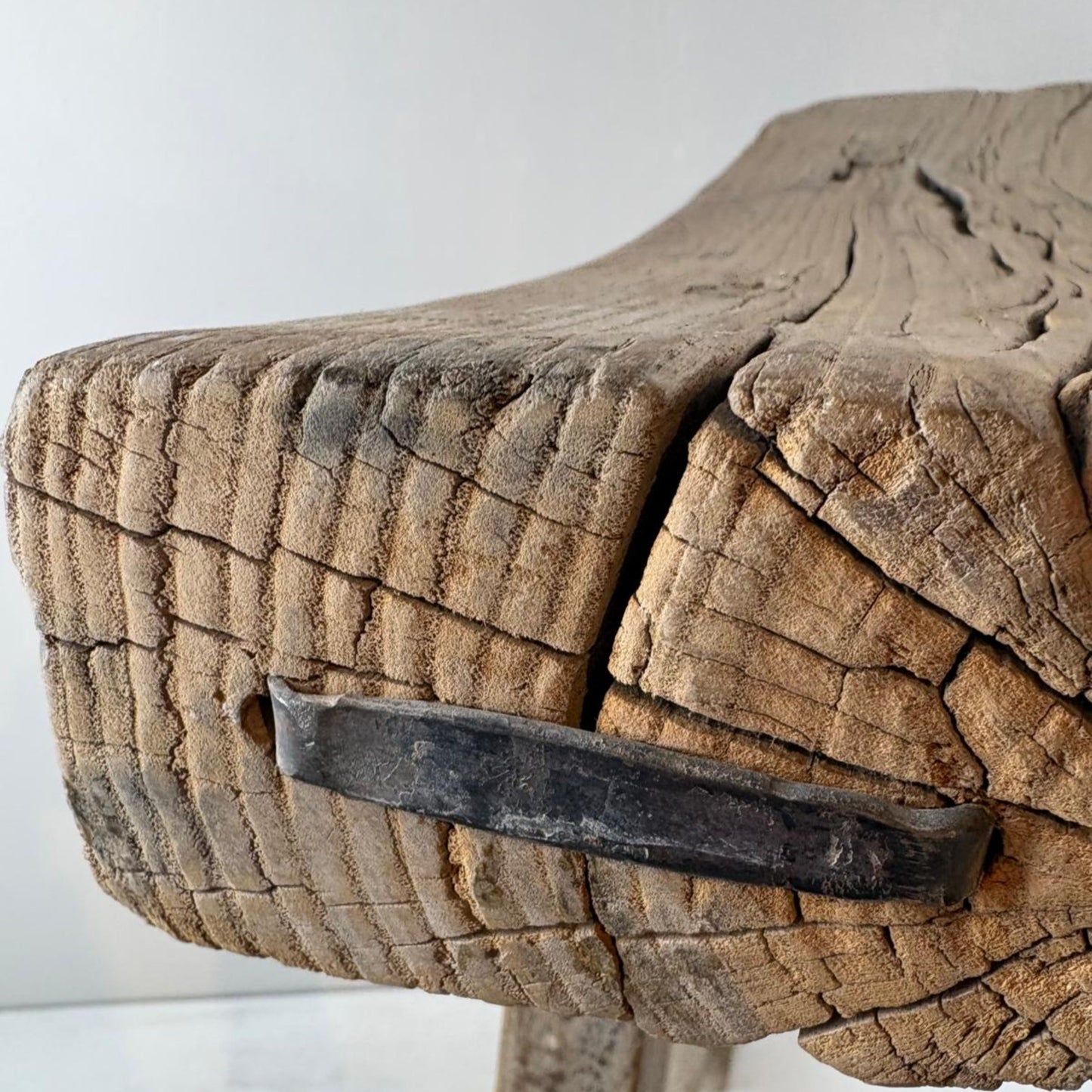 Antique Chinese Milking Stool  Handmade Elmwood Large