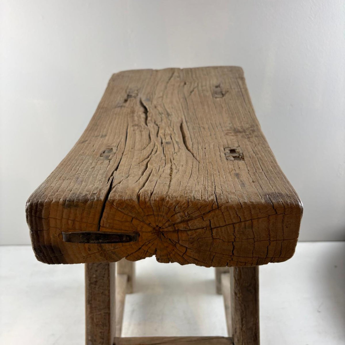 Antique Chinese Milking Stool  Handmade Elmwood Large