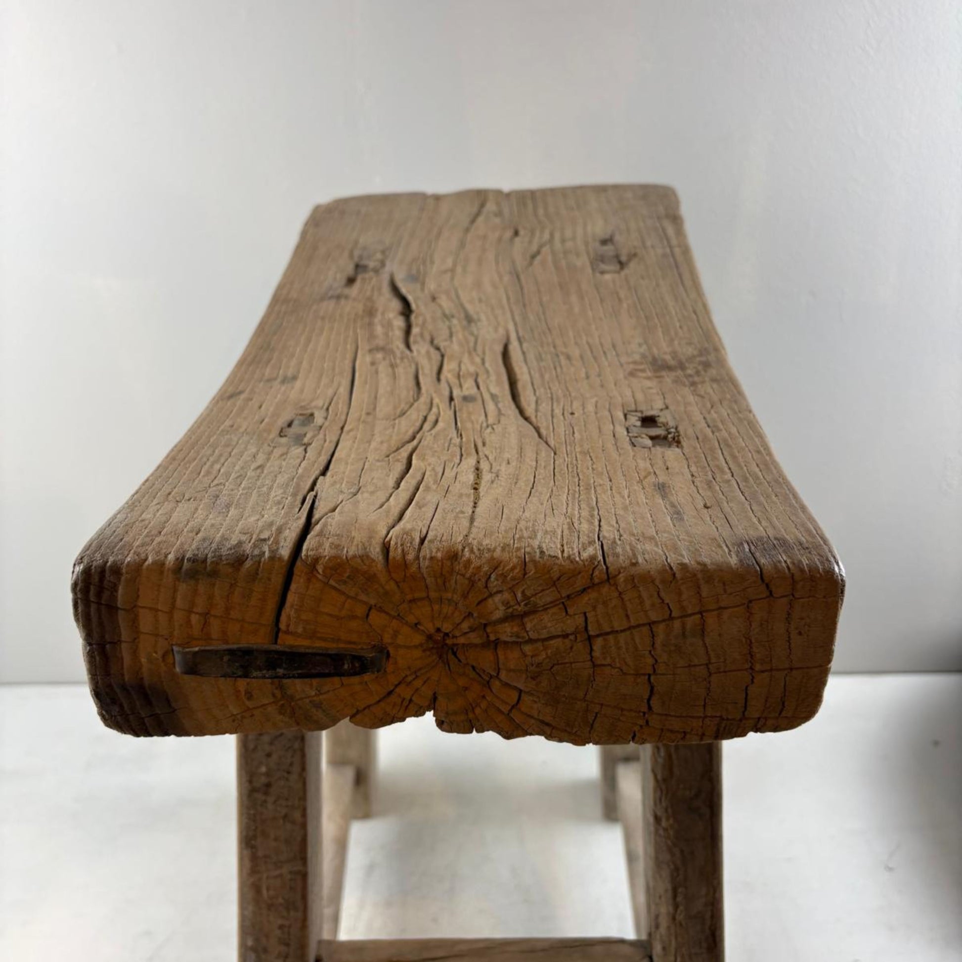 Antique Chinese Milking Stool  Handmade Elmwood Large