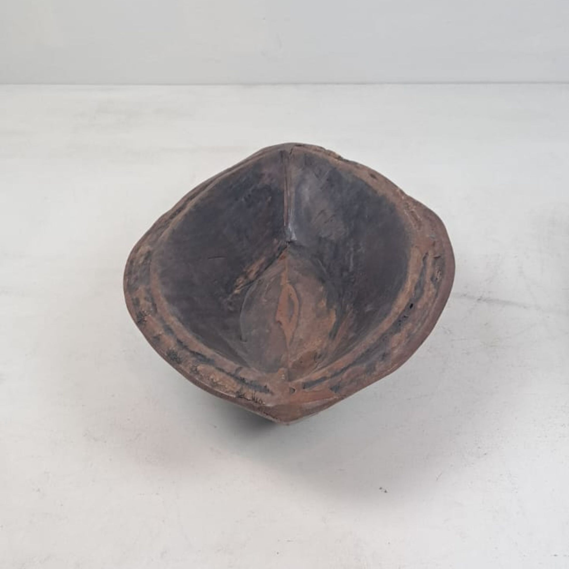 Vintage Artisan Handcarved Wooden Bowl- oval