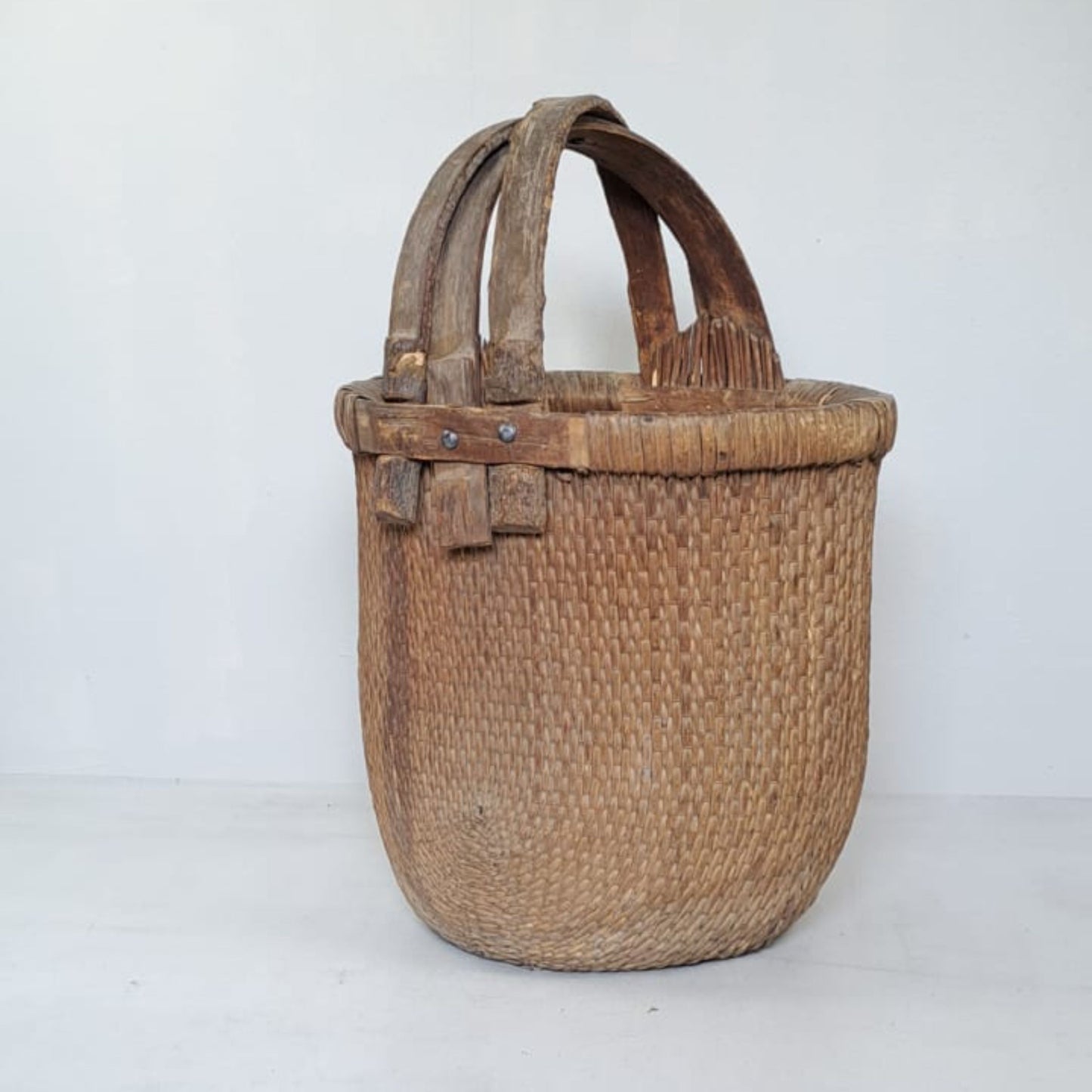 Antique Chinese Reed Grass Basket