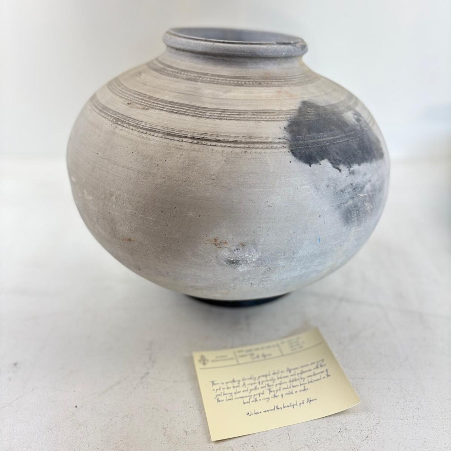 Antique African Clay Water Pot with Ring