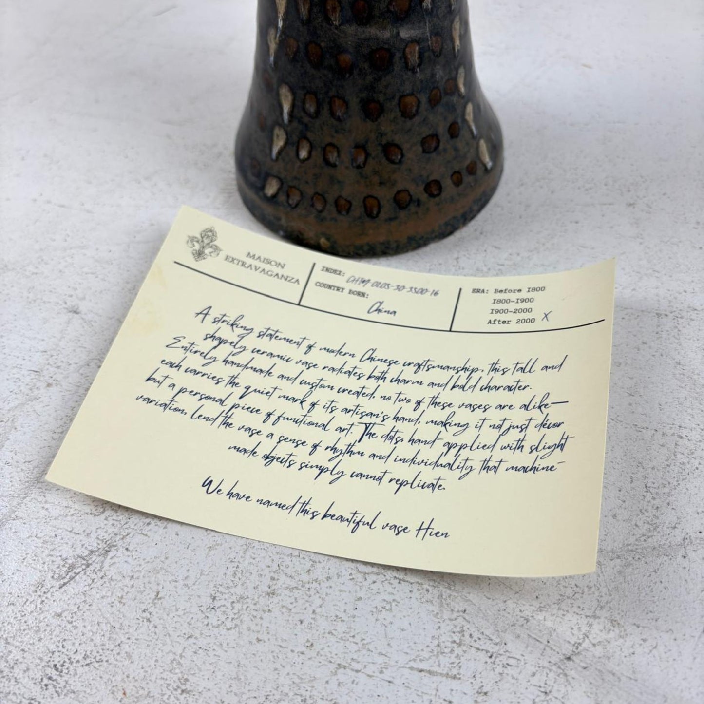 Vintage Chinese Curved Top Contemporary Ceramic Vase - 21st Century