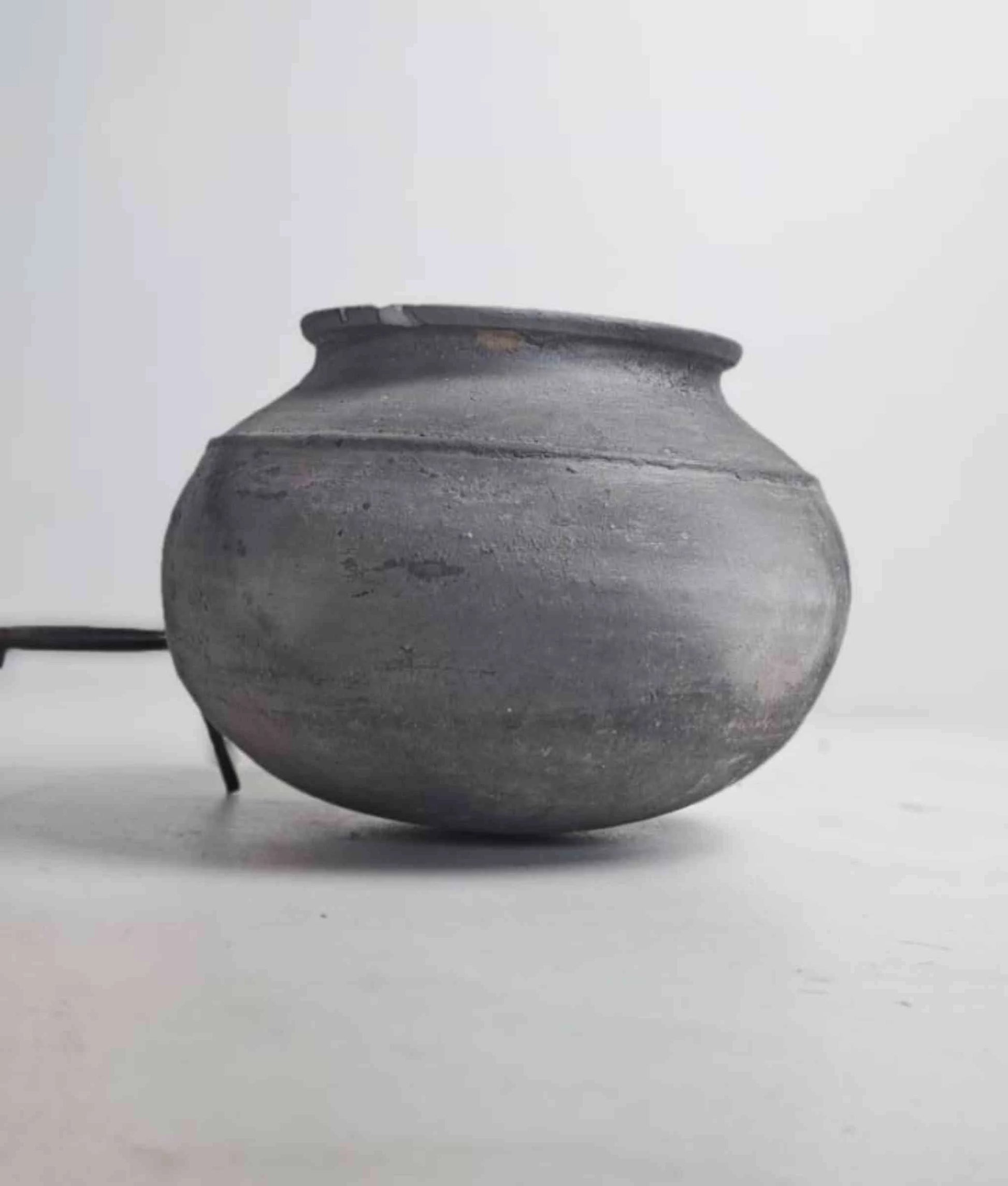 Antique African Clay Pot on metal stand