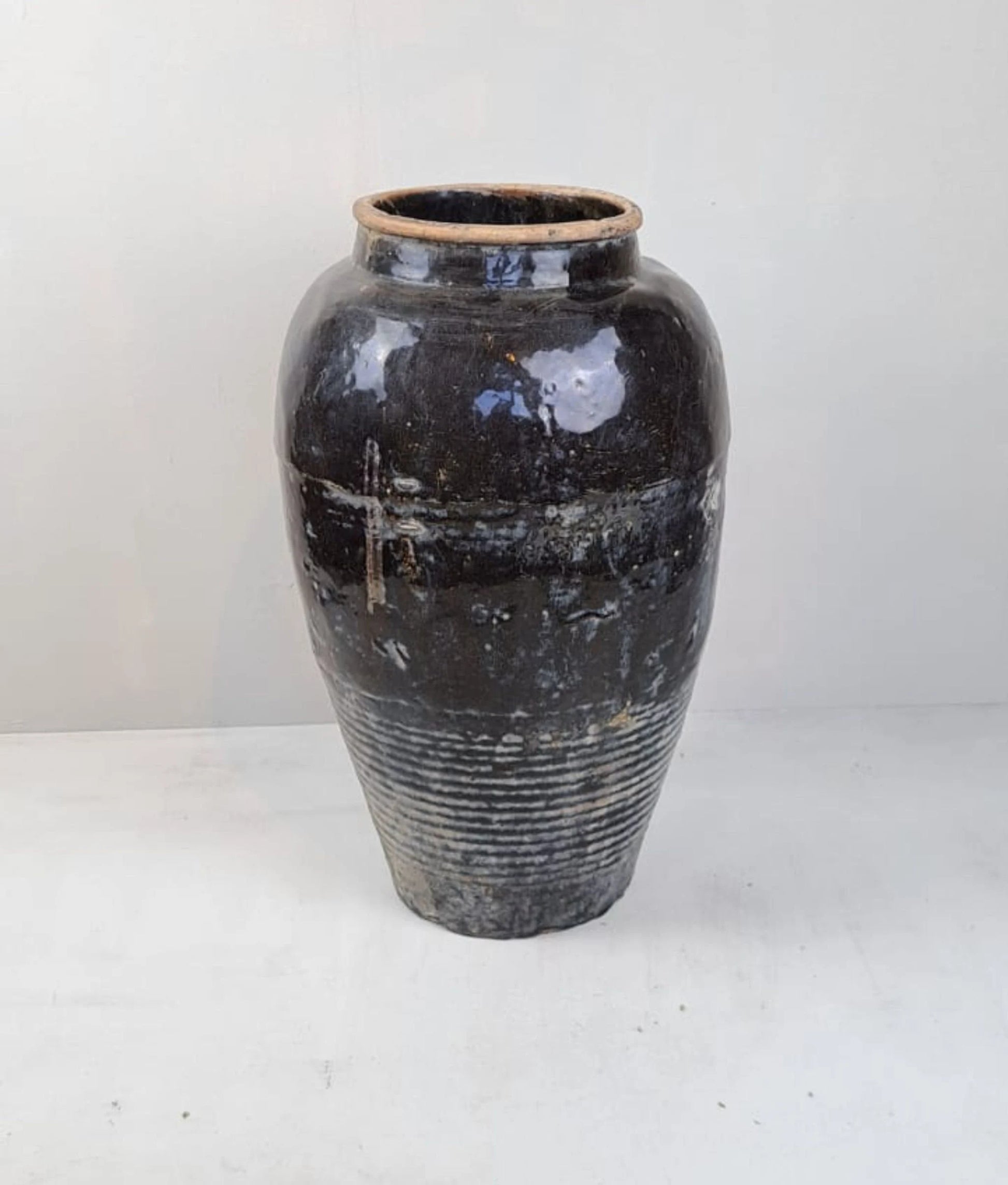 Rare Antique Glazed Pottery Vase from Jincheng