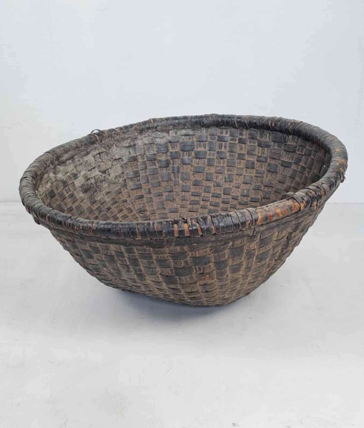 Antique Chinese Reed Grass Basket, Early 1900s, Handcrafted